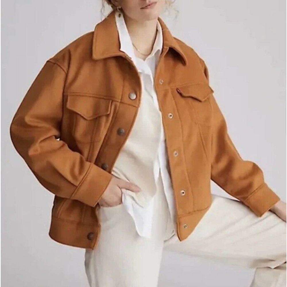 NWT Levi's Big E Premium Women's Varsity Wool Trucker Glazed Ginger Jacket Sz S